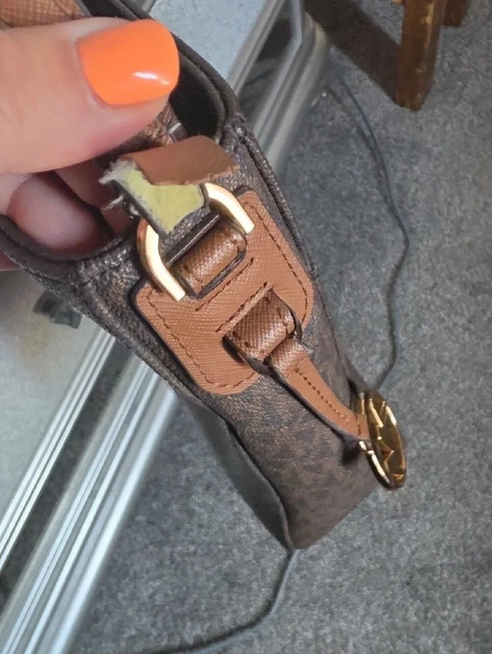 Michael Kors Dark Brown MK Signature Messenger Bag